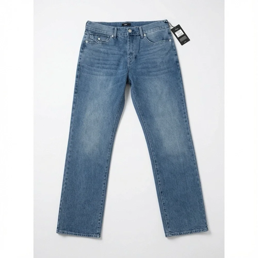 True Religion Ricky Big T Flap Straight Jeans Size 34 NWT Light Blue Summer